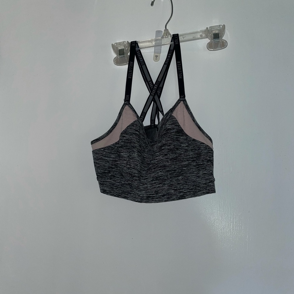 Pink Gray and Black Sports Bra with Pink Sides